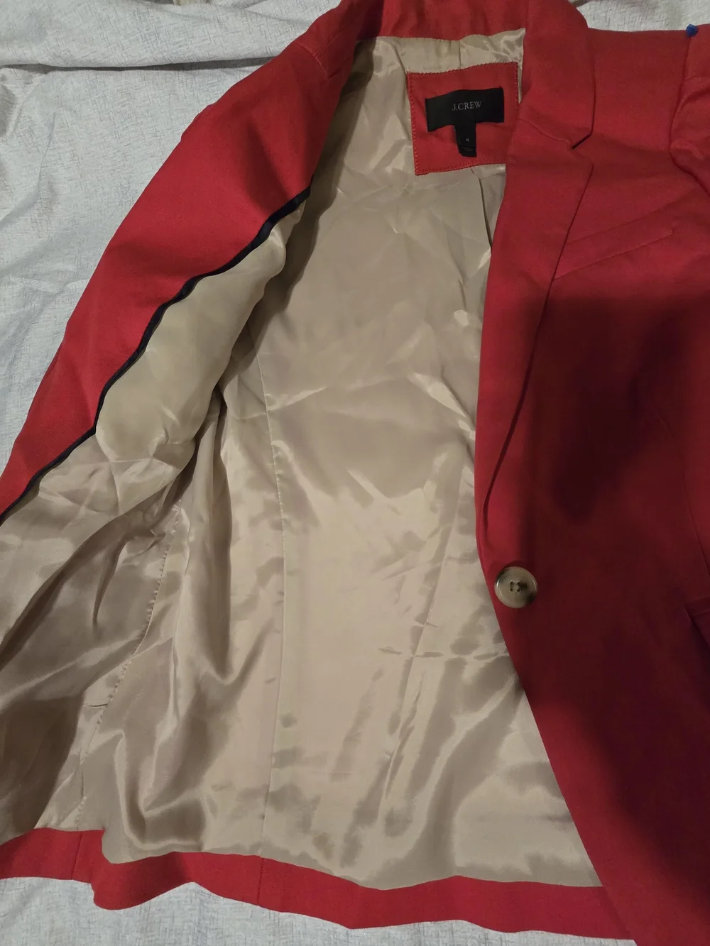J.Crew Red One Button Blazer Women's Size 4 Career Office Jacket - Picture 3 of 4